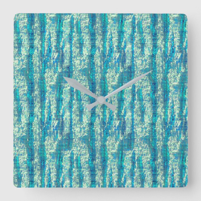 Algodão sempixelado azul turquesa fyrkantig klocka (Framsida)