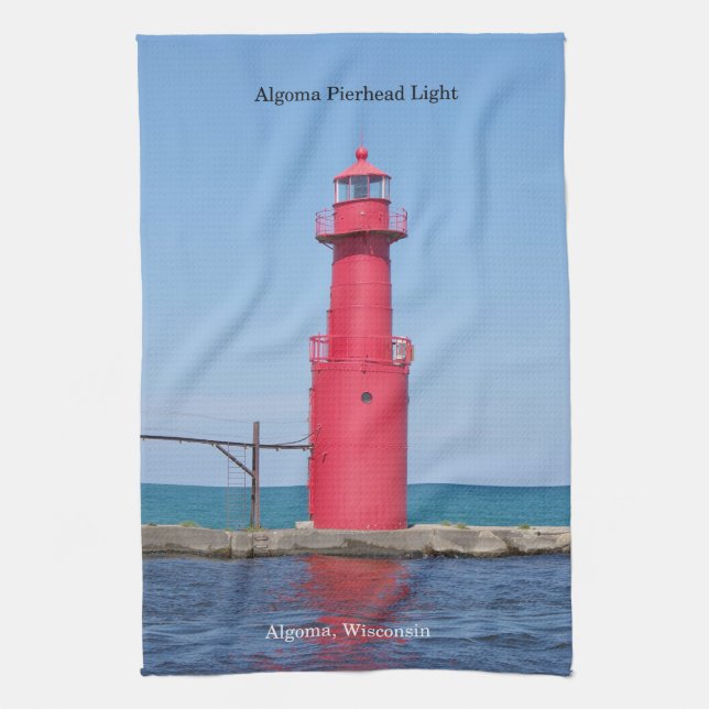 Algoma Pierhead Light hög kökshandduk (Vertikal)