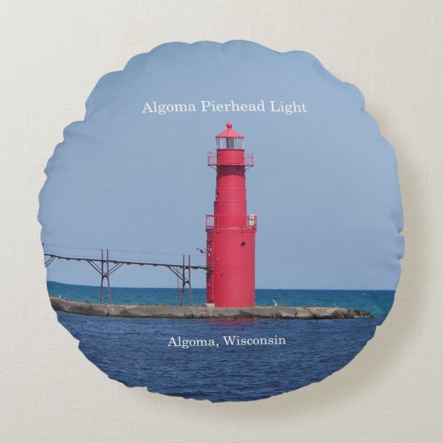 Algoma Pierhead Light Round Par Rund Kudde (Framsidan)