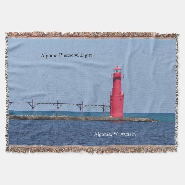 Algoma Pierhead Light vävd filt (Framsidan)