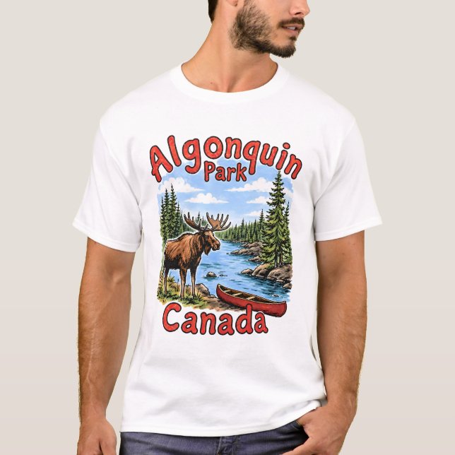 Algonquin Park Kanada Älg Landskap T Shirt (Framsida)