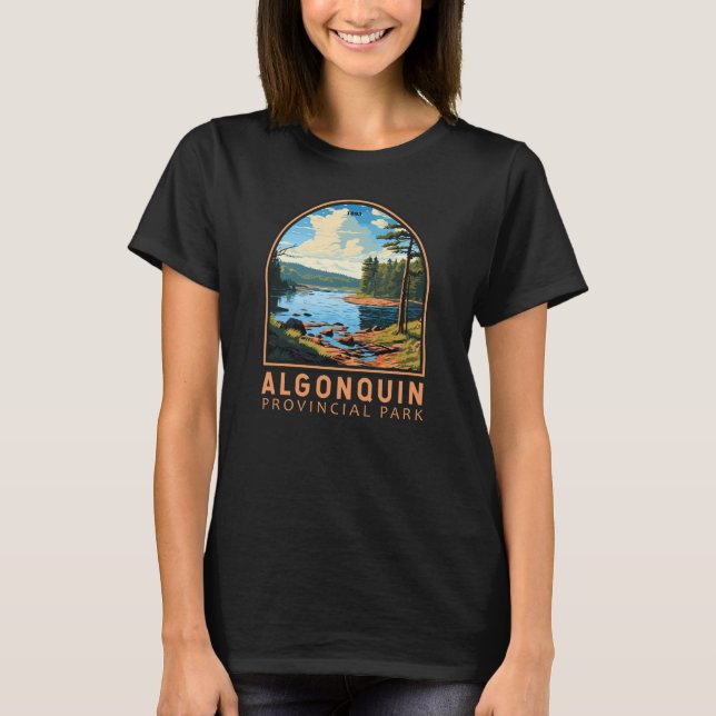 Algonquin Province Park Travel Art Badge T Shirt (Framsida)