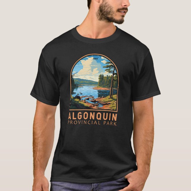 Algonquin Province Park Travel Art Badge T Shirt (Framsida)
