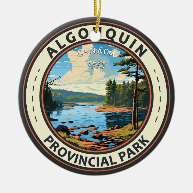 Algonquin Province Park Travel Art Vintage Julgransprydnad Keramik (Framsidan)
