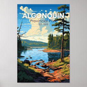 Algonquin Province Park Travel Art Vintage Poster