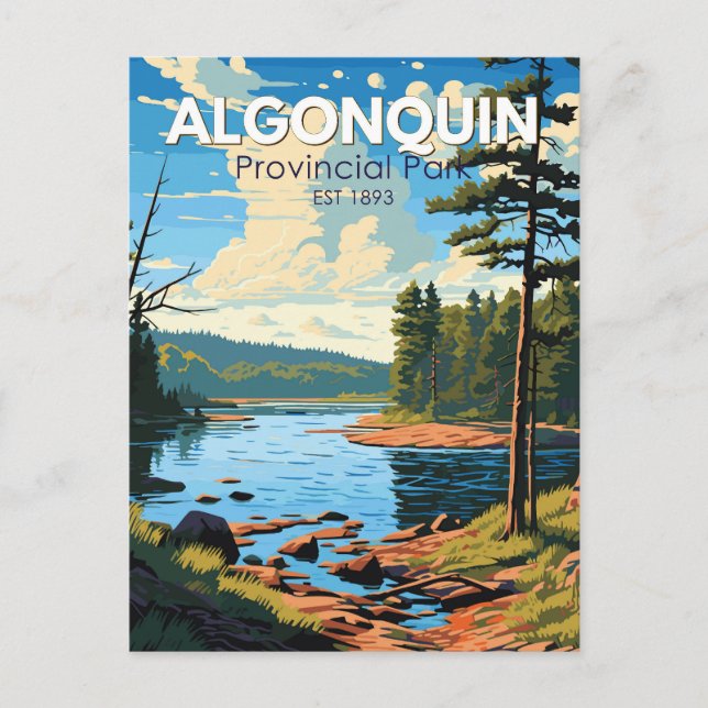 Algonquin Province Park Travel Art Vintage Vykort (Framsida)