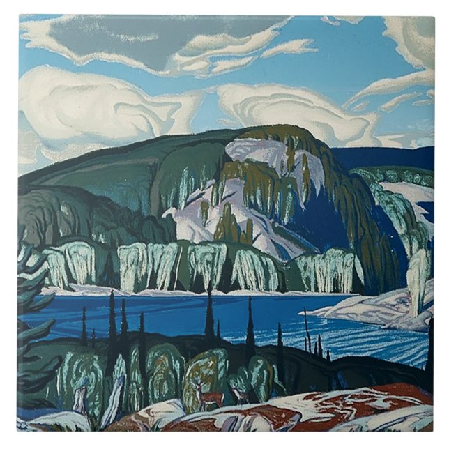 Algonquin Provincial Park Målning av AJ Casson  Kakelplatta (Framsidan)