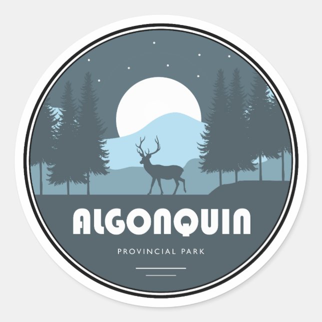 Algonquin Provinspark Hjort Runt Klistermärke (Framsida)