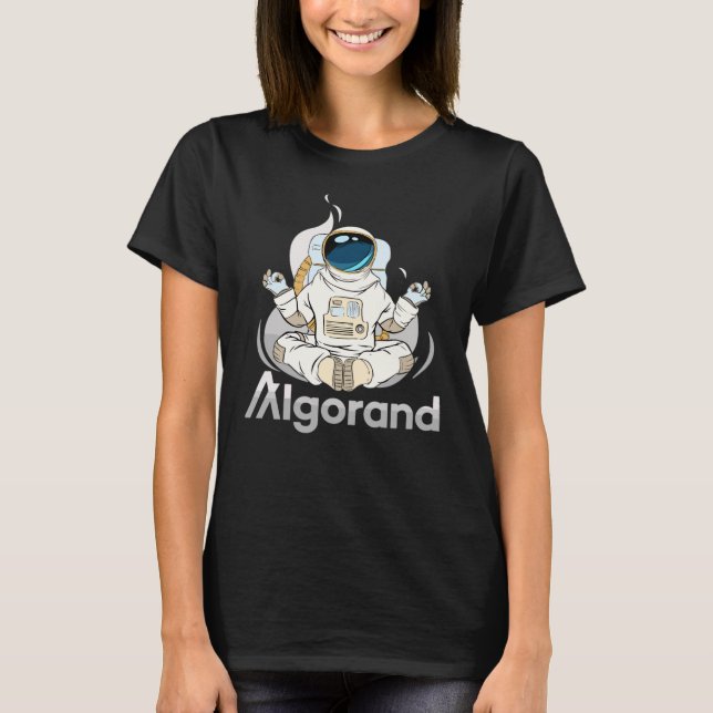 Algorand Yoga Astronaut- Algo Coin T Shirt (Framsida)
