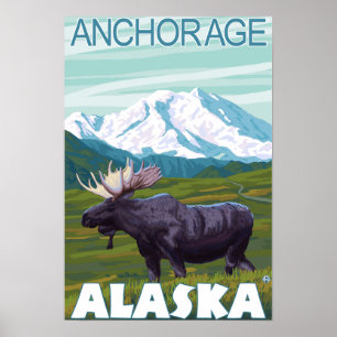 Älgplats - ankring, Alaska Poster