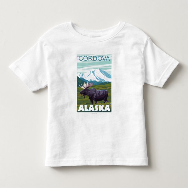 Älgplats - Cordova, Alaska T Shirt (Framsida)