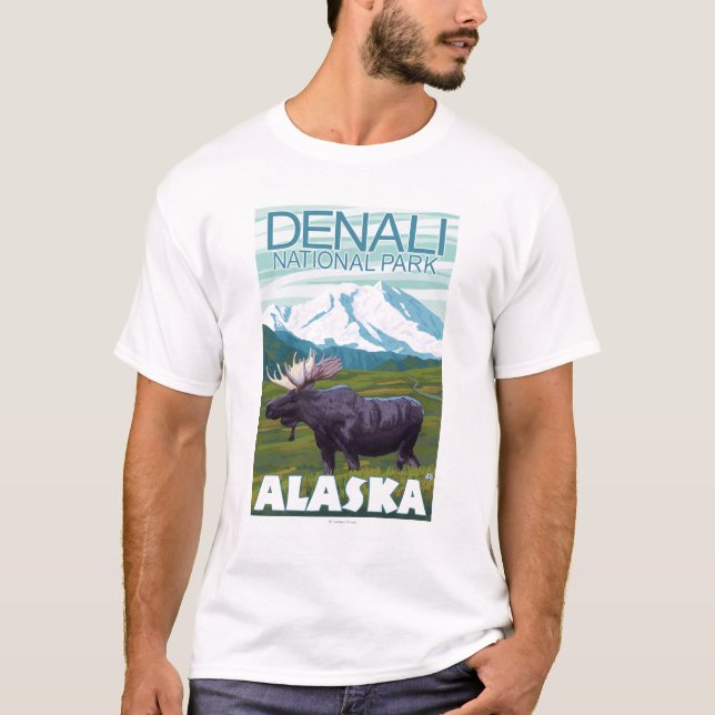 Älgplats - Denali nationalpark, Alaska T Shirt (Framsida)