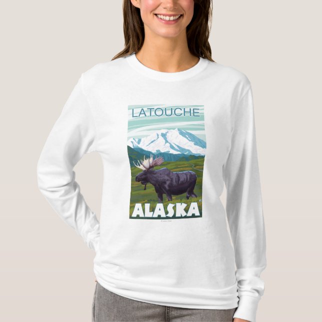 Älgplats - Latouche, Alaska T-shirt (Framsida)