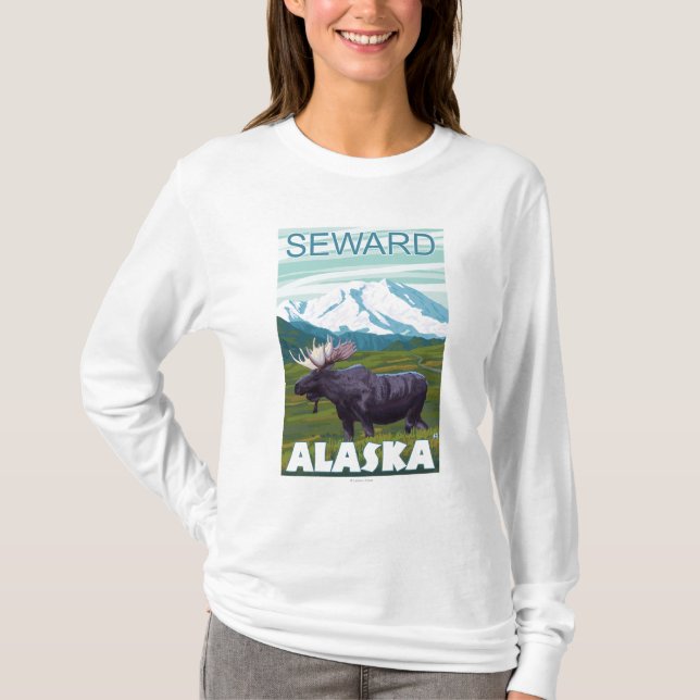 Älgplats - Seward, Alaska Tee Shirt (Framsida)
