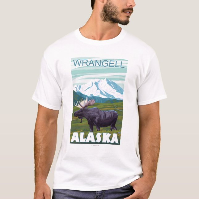 Älgplats - Wrangell, Alaska Tee Shirt (Framsida)