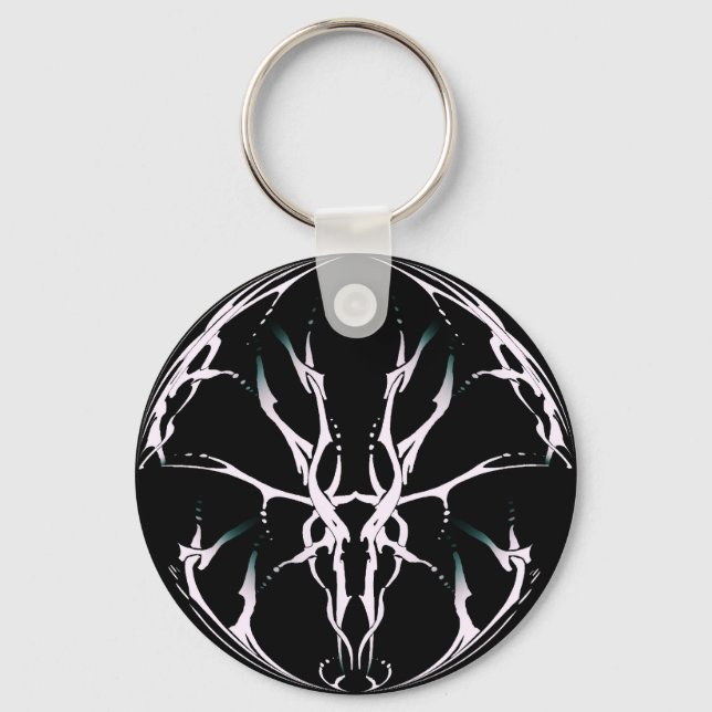 Älgskalle Tribal Design för älgjägare vit Nyckelring (Framsida)