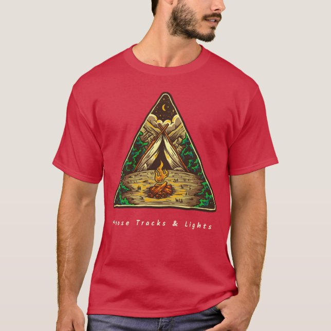 Älgspår lätt camping vintage t shirt (Framsida)