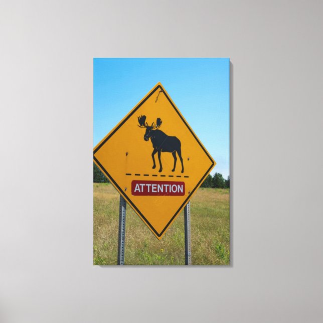 Älgvarningsskylt Canvastryck (Framsida)