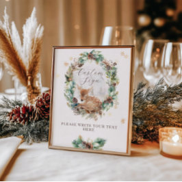 Älgvinter Skogsbarn Baby Shower Anpassad Skylt