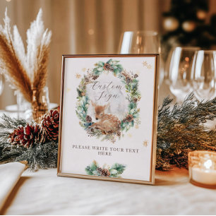 Älgvinter Skogsbarn Baby Shower Anpassad Skylt