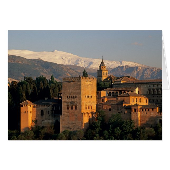 Alhambra; Granada; Andaslusia, Spanien, Sierra Hälsningskort (Framsidan Horizontal)
