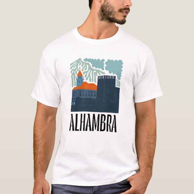 Alhambra Granada Spain abstrakt blommigt art. T Shirt (Framsida)