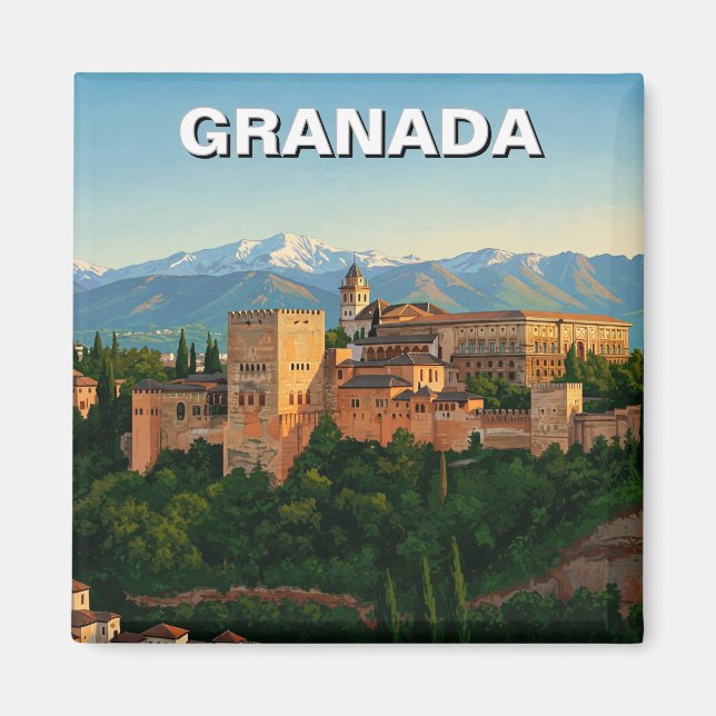 Alhambra Granada Spain Travel Magnet (Framsidan)