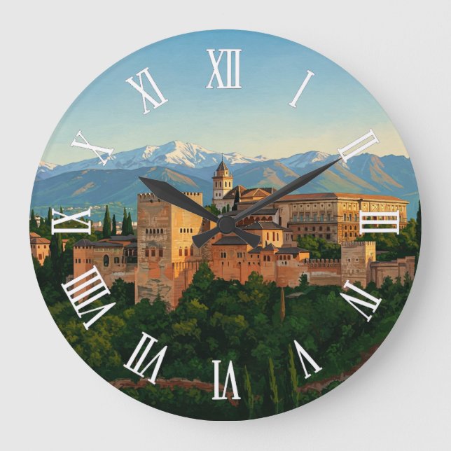 Alhambra Granada Spain Travel Stor Klocka (Framsida)