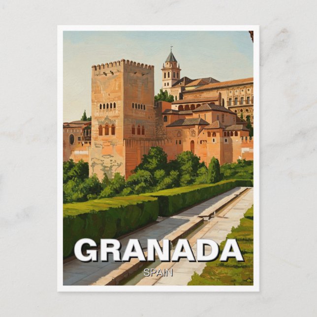 Alhambra Granada Spain Travel Vykort (Framsida)