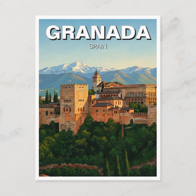 Alhambra Granada Spain Travel Vykort (Framsida)