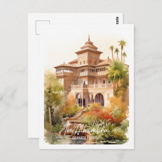 Alhambra Granada Spanien Berömd Resa Plats Vykort (Fram/baksida)