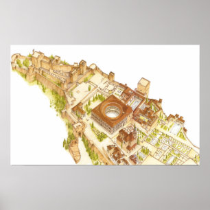 Alhambra Granada Spanien. Castle och palats Poster
