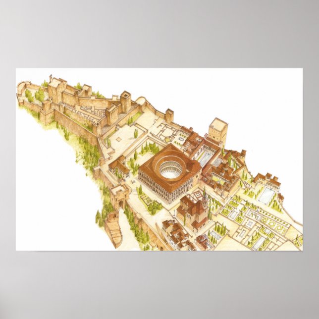 Alhambra Granada Spanien. Castle och palats Poster (Framsidan)