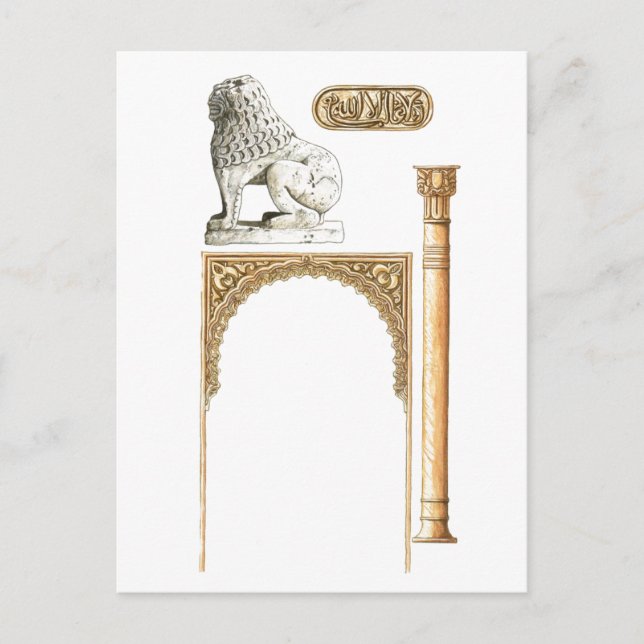 Alhambra Granada Spanien. Information Vykort (Framsida)