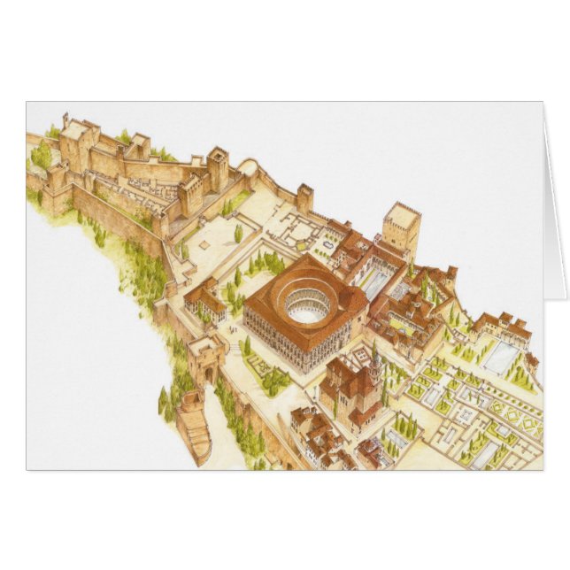 Alhambra Granada Spanien. Slott och slottar Hälsningskort (Framsidan Horizontal)