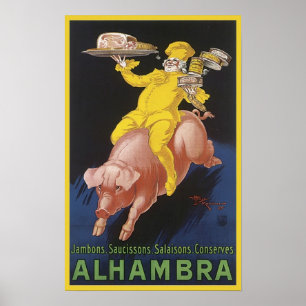 Alhambra Ham Flies Gris Ad Poster