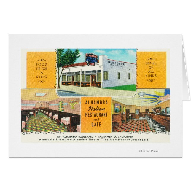 Alhambra Italienska restauranger och � Hälsningskort (Framsidan Horizontal)