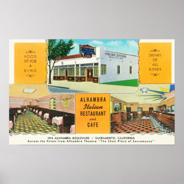 Alhambra Italienska restauranger och � Poster (Framsidan)