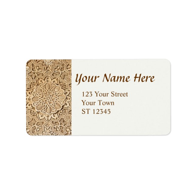 Alhambra mönster med adress adressetikett (Framsidan)