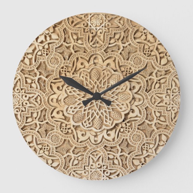 Alhambra mönster Wall Clock Stor Klocka (Framsida)
