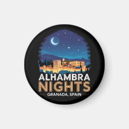 Alhambra Nights- Granada Spain Travel Art Magnet