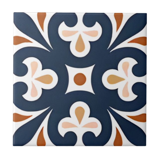 Alhambra-plattor (blått orange), mönster kakelplatta (Framsidan)