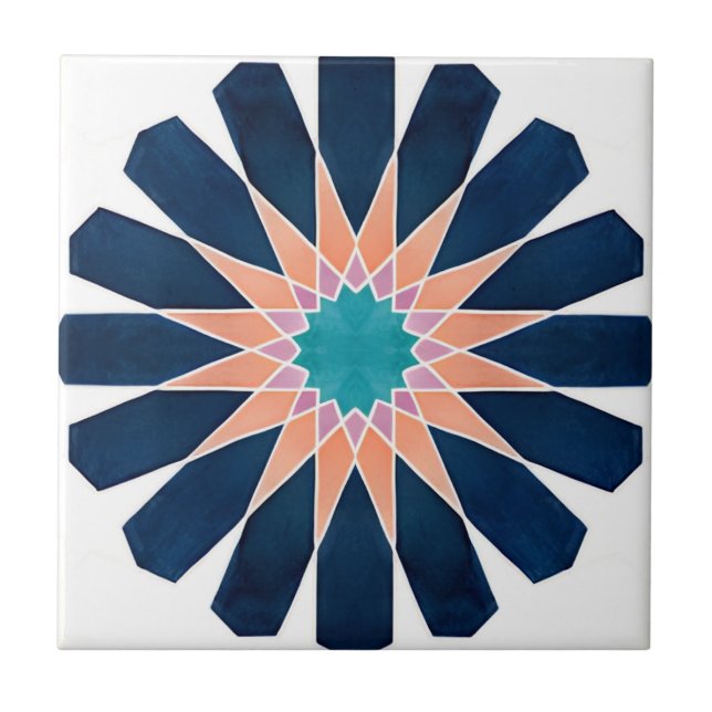 Alhambra-plattor, färgade blommor kakelplatta (Framsidan)