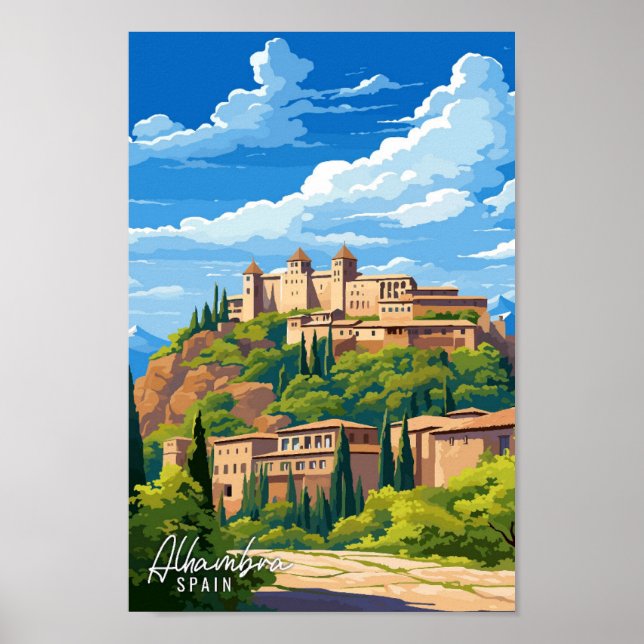 Alhambra Spain Art vintage resor illustration Poster (Framsidan)