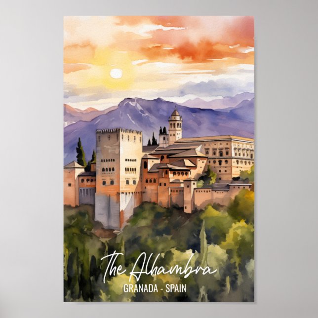 Alhambra Spaniens Berömd Travel Ställe Poster (Framsidan)