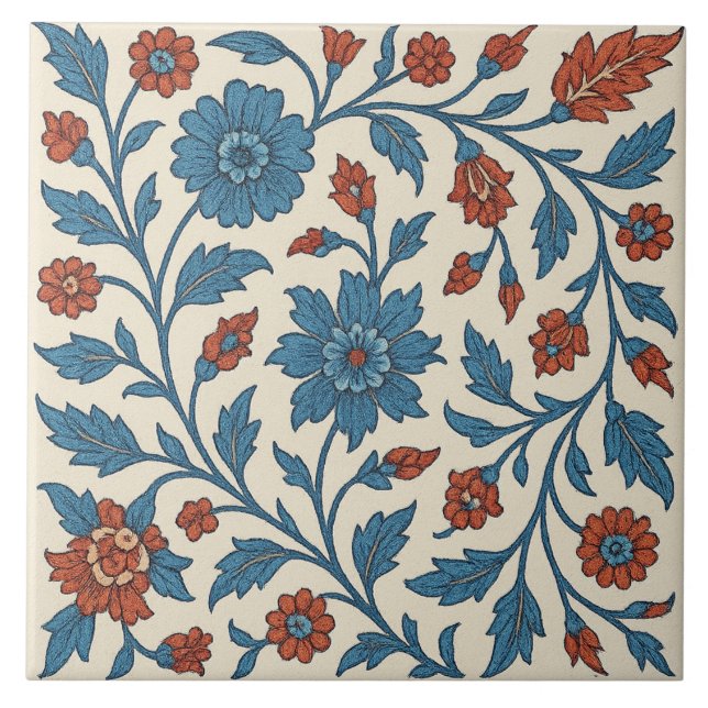 Alhambra Star – Moorish Floral Geometric Tile Kakelplatta (Framsidan)