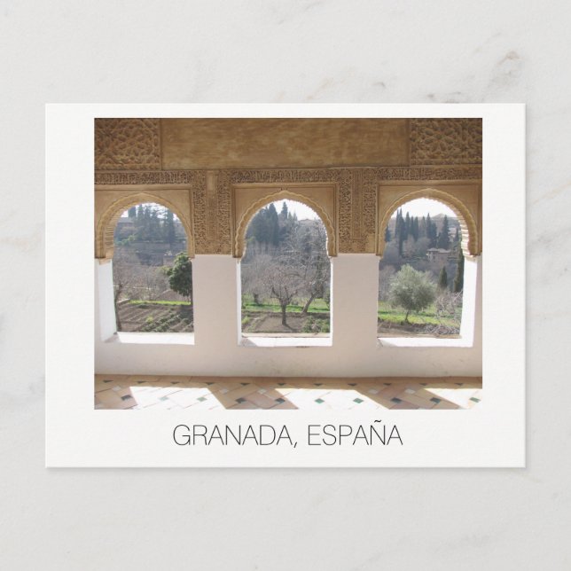 Alhambra windows ~ Granada, Spanien Vykort (Framsida)