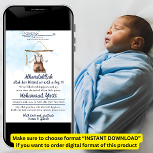 Alhamdulillah blue muslim pojke trasa inbjudningar