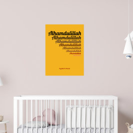 Alhamdulillah Typography Gult Nursery Anpassningsb Poster