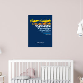 Alhamdulillah Typography Royal Blue Nursery Anpass Poster